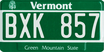 VT license plate BXK857