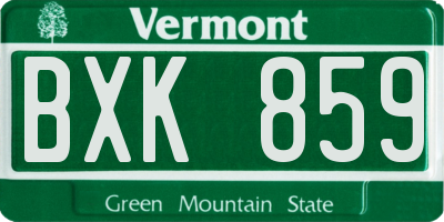 VT license plate BXK859