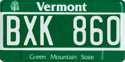 VT license plate BXK860