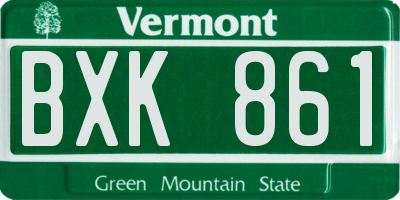 VT license plate BXK861