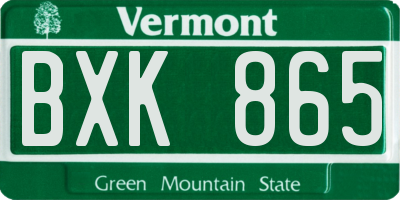 VT license plate BXK865