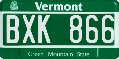 VT license plate BXK866