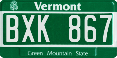 VT license plate BXK867
