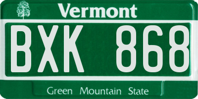 VT license plate BXK868