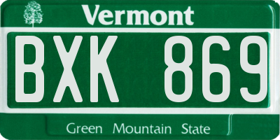 VT license plate BXK869