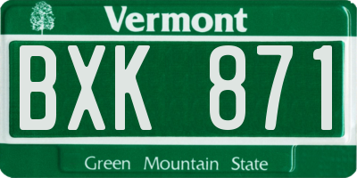 VT license plate BXK871