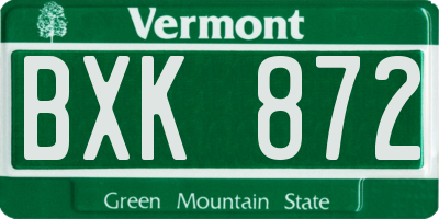 VT license plate BXK872