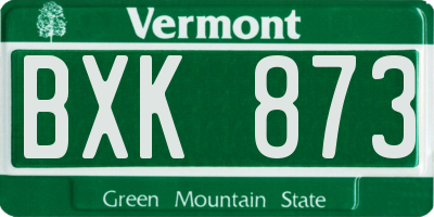 VT license plate BXK873