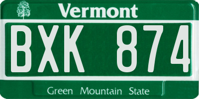 VT license plate BXK874