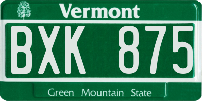 VT license plate BXK875
