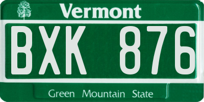 VT license plate BXK876