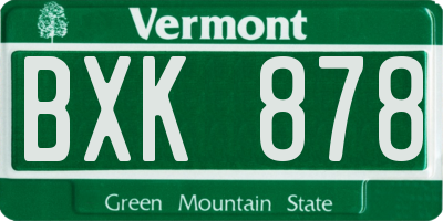VT license plate BXK878
