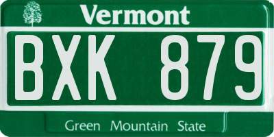VT license plate BXK879