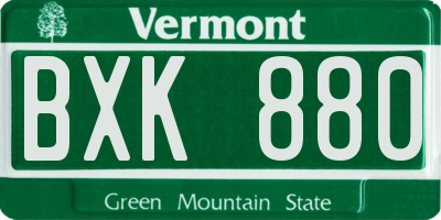 VT license plate BXK880