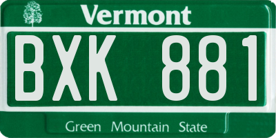 VT license plate BXK881