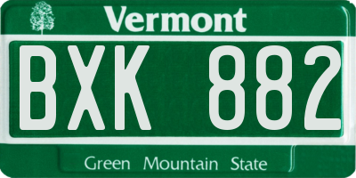 VT license plate BXK882