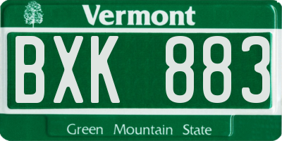VT license plate BXK883