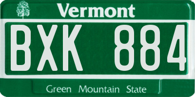 VT license plate BXK884