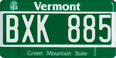 VT license plate BXK885