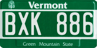 VT license plate BXK886