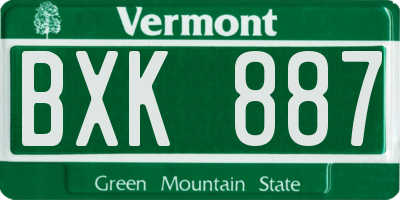 VT license plate BXK887