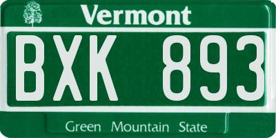 VT license plate BXK893