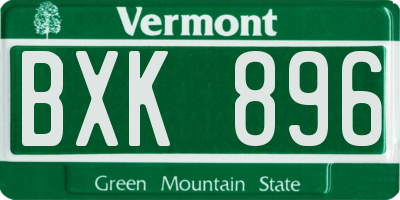 VT license plate BXK896
