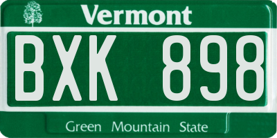 VT license plate BXK898