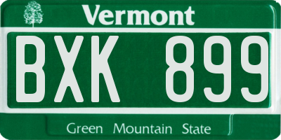 VT license plate BXK899