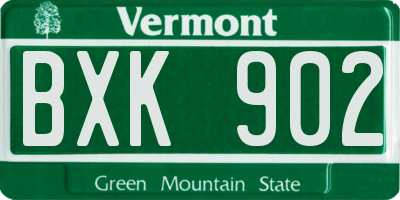 VT license plate BXK902