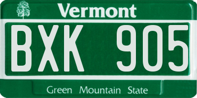 VT license plate BXK905