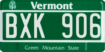 VT license plate BXK906