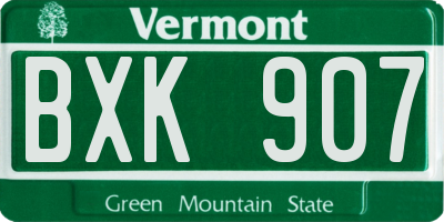 VT license plate BXK907