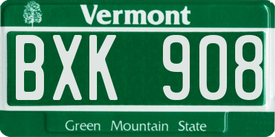 VT license plate BXK908