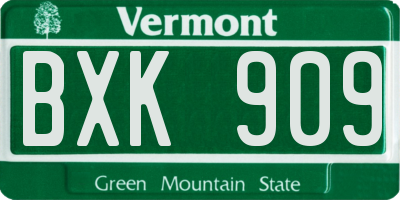 VT license plate BXK909