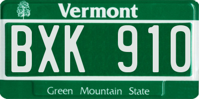 VT license plate BXK910