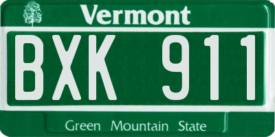 VT license plate BXK911