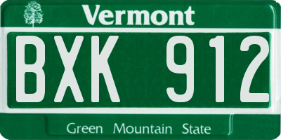 VT license plate BXK912