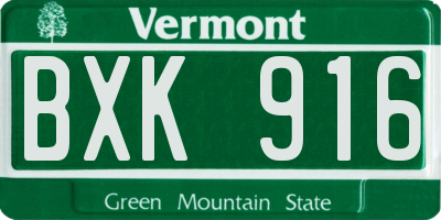 VT license plate BXK916