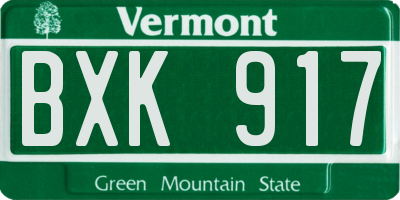 VT license plate BXK917