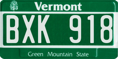 VT license plate BXK918