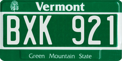 VT license plate BXK921