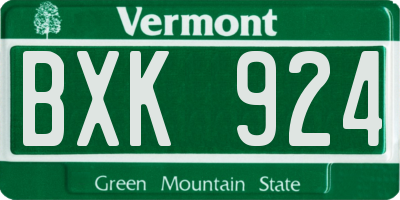 VT license plate BXK924