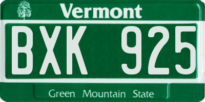 VT license plate BXK925