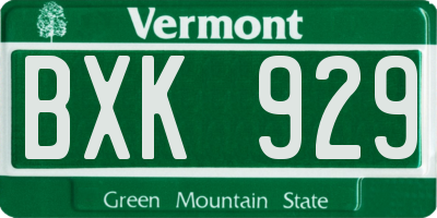 VT license plate BXK929