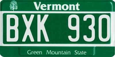 VT license plate BXK930