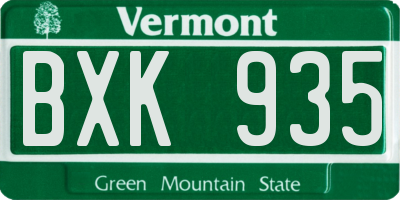 VT license plate BXK935