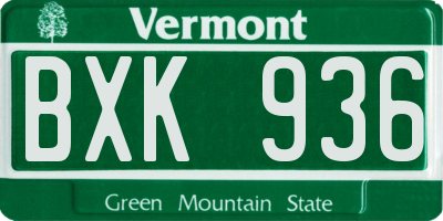 VT license plate BXK936