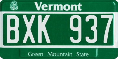 VT license plate BXK937