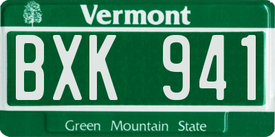 VT license plate BXK941